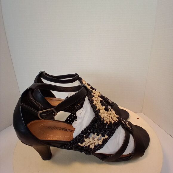 COMFORTVIEW Black Woven Open Toe Women's Sandals Size 7M - Picture 6 of 14